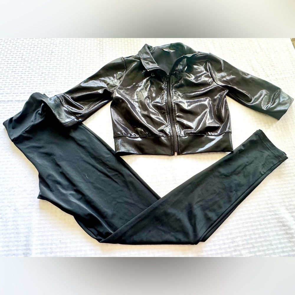 Balera Black Faux Leather Dance Jacket & Leggings Set MA – Halloween/Performance